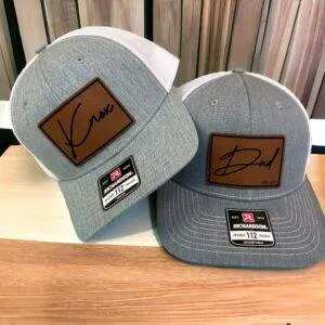Dad and Child Names Custom Leather Patch Hats