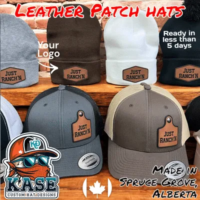 Custom engraved leather patch hat with company logo